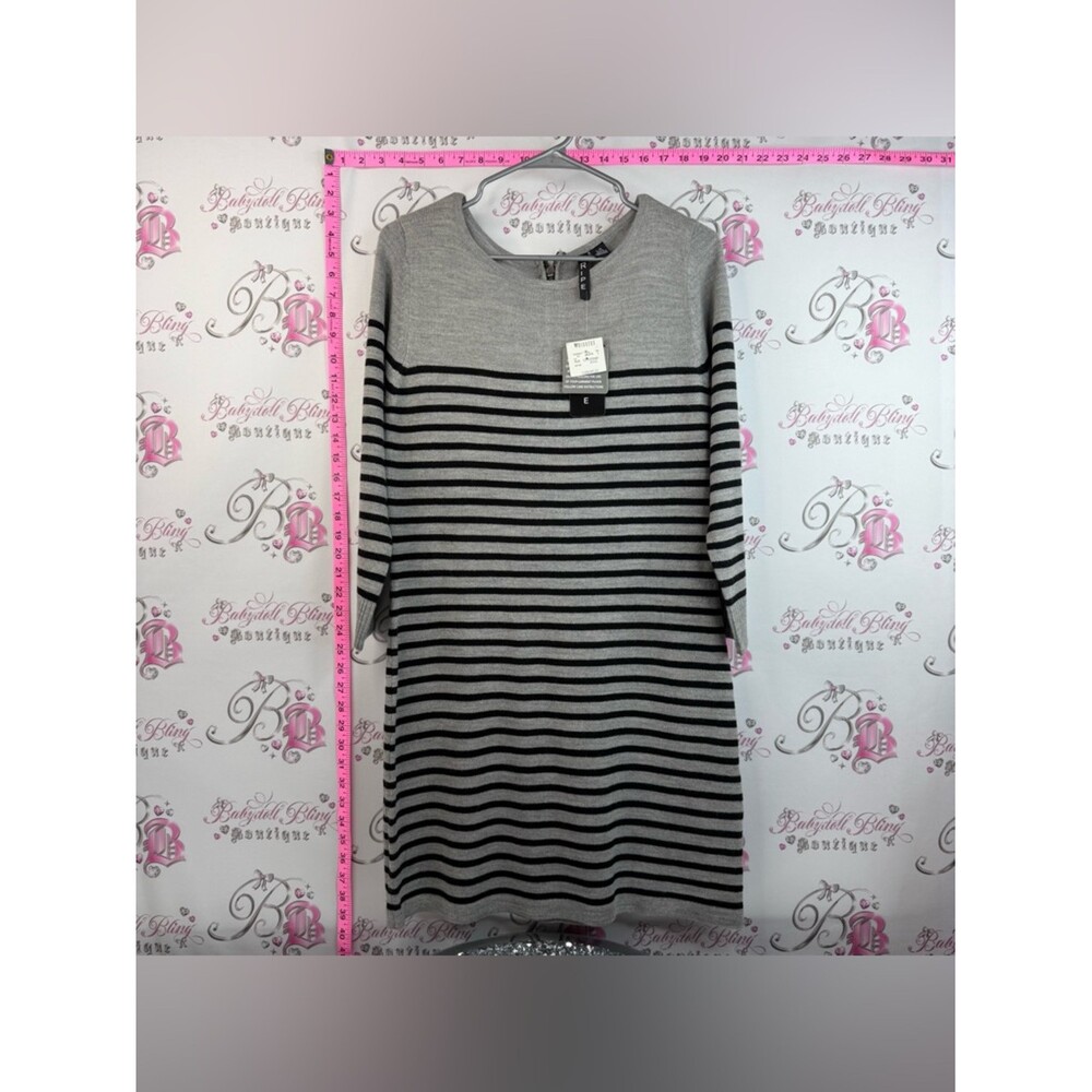 Ripe dress knit zip up back detail Gray and Black Striped Knit Tunic Dress